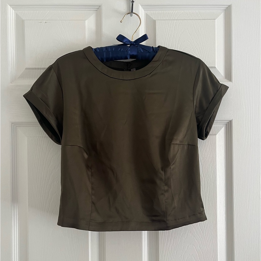 Anthropologie Green Silk Top